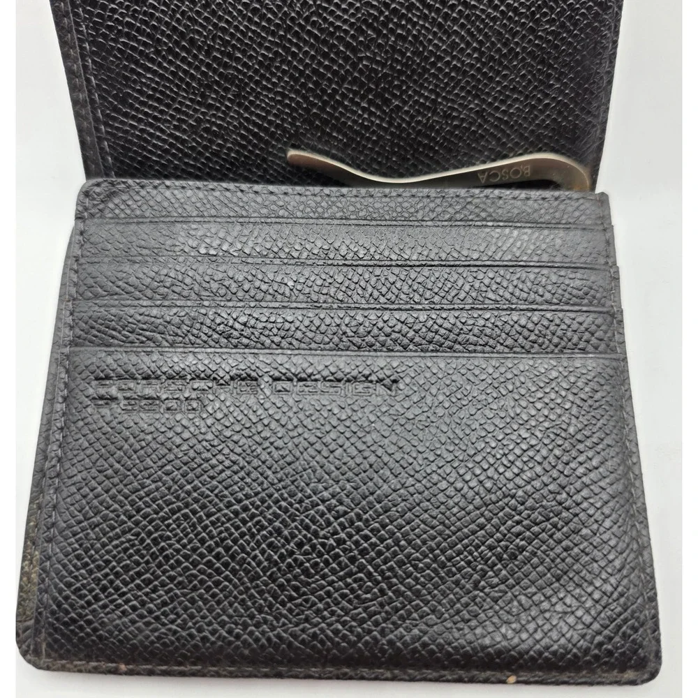 RARE Porsche Design Leather Bifold Money Clip Wallet Mens Luxury Accessory